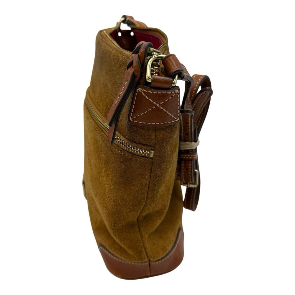 Dooney & Bourke Brown Suede Crossbody Satchel - Picture 4 of 9